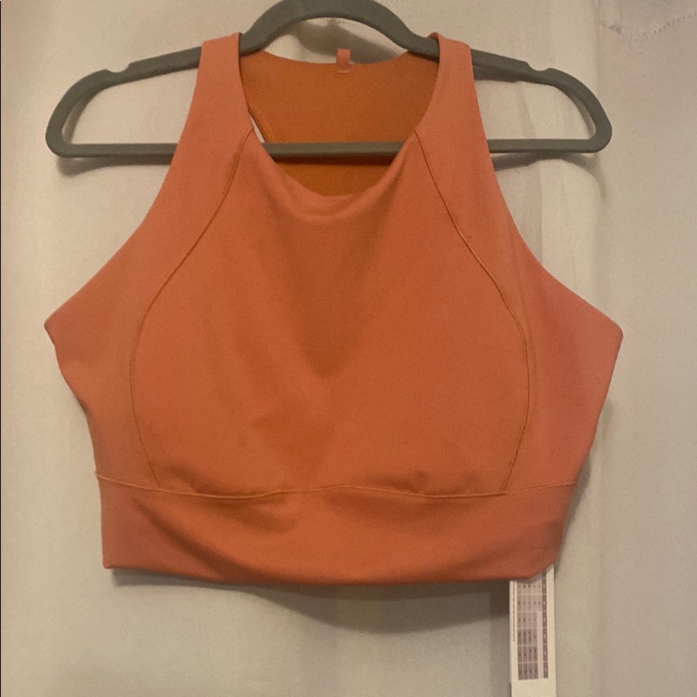 Alia High-Neck Peach Sports Bra